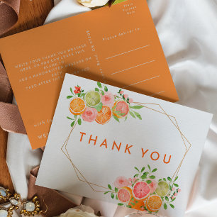Citrus Aquarel Bruiloft Bedankt kaartje Briefkaart