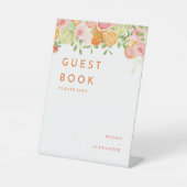 Citrus Aquarel Trouw Gastboek Reclamebord Met Voetstuk (Voorkant)