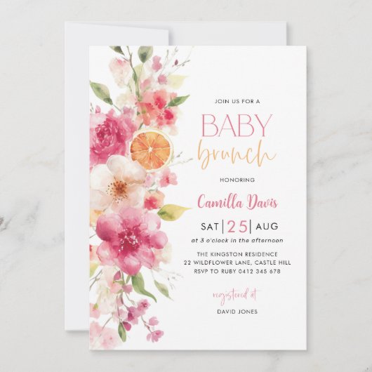 Citrus Baby Brunch, Citroen Bright Floral Kaart (Voorkant)