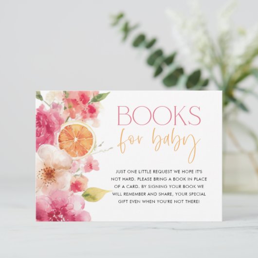 Citrus Baby shower Boeken voor Kaart Bright Floral (Staand voorkant)