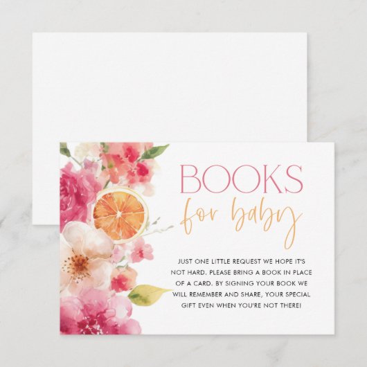 Citrus Baby shower Boeken voor Kaart Bright Floral (Voorkant / Achterkant)