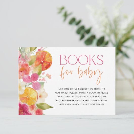 Citrus Baby shower Boeken voor Kaart Helder Sinaas (Staand voorkant)