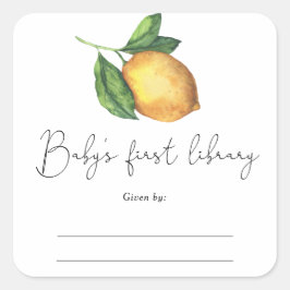 Citrus - Baby Shower boekplaat, boeken voor baby Vierkante Sticker