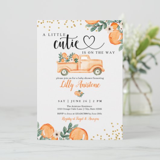 Citrus Baby shower Botanische Oranje kleine stropd Kaart (Staand voorkant)