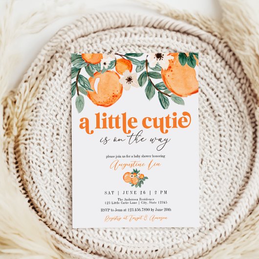Citrus Baby shower Botanische Oranje kleine stropd Kaart