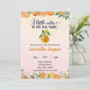 Citrus Baby shower Botanische Oranje Uitnodiging