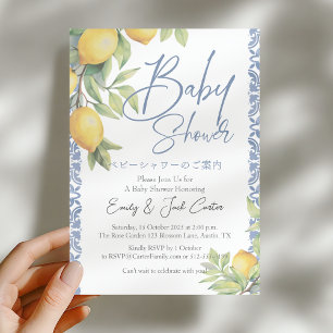 Citrus Baby shower Citroen Mediterraan Blauwe Tege Kaart