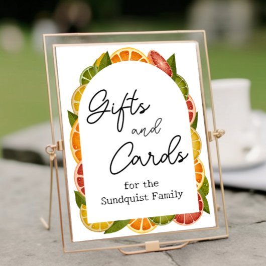 Citrus Baby shower Gift Table Sign Poster