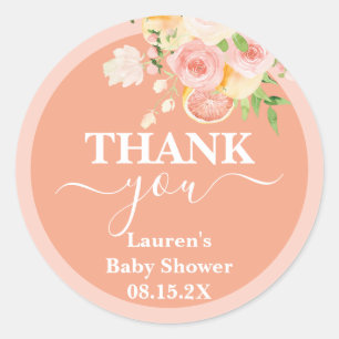 Citrus Baby shower Girl Classic Round Sticker