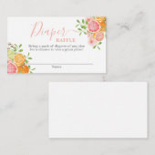 Citrus Baby shower Girl Diaper Raffle Kaart (Voorkant / Achterkant)