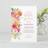 Citrus Baby shower, heldere bloemenmediterrane Kaart (Staand voorkant)