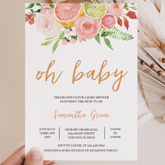Citrus Baby Shower Kaart