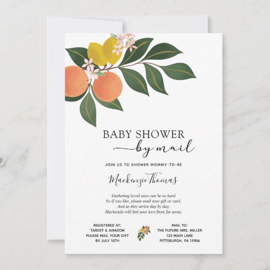 Citrus Baby shower per post Kaart (Voorkant)