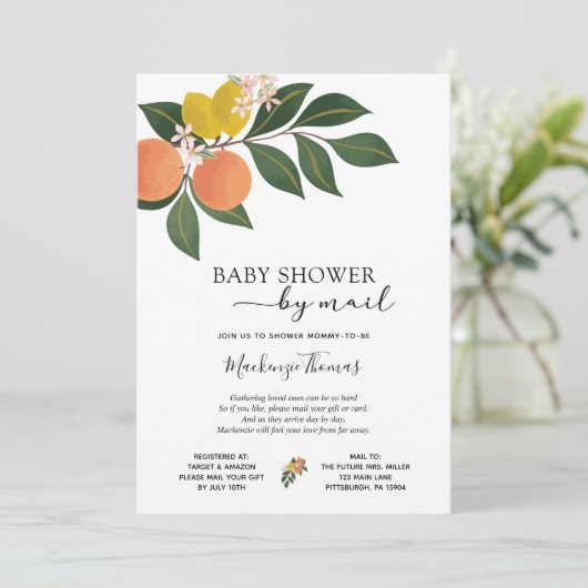Citrus Baby shower per post Kaart (Staand voorkant)