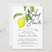 Citrus Baby shower Rustic Lemon Leaf Waterverf Kaart (Voorkant)