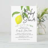 Citrus Baby shower Rustic Lemon Leaf Waterverf Kaart (Staand voorkant)