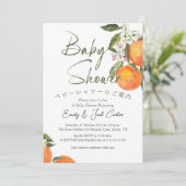 Citrus Baby shower Sinaasappel Bloesem Waterverf Kaart (Staand voorkant)
