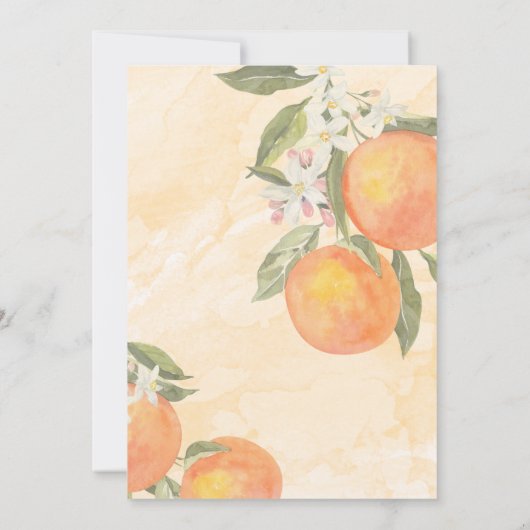 Citrus Baby shower Sinaasappel Bloesem Waterverf Kaart (Achterkant)