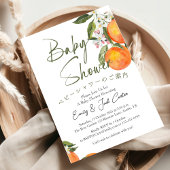 Citrus Baby shower Sinaasappel Bloesem Waterverf Kaart