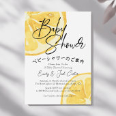 Citrus Baby shower Waterverf Lemon Slice Modern Kaart