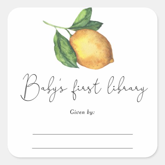 Citrus - Baby showers boekenplank, boeken voor bab Vierkante Sticker (Voorkant)