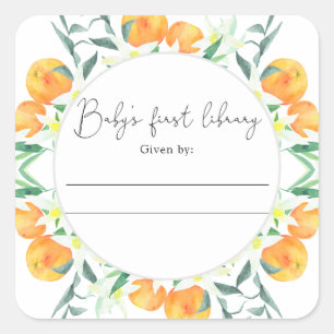 Citrus - Baby showers boekenplank, boeken voor bab Vierkante Sticker