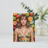 Citrus badpak vrouw briefkaart (Staand voorkant)