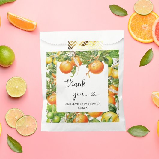 Citrus Bedankt Oranje groene bloem Bedankzakje