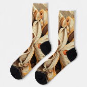 Citrus Beige Brown Ornamental Pset Decor Pattern Sokken (Links)