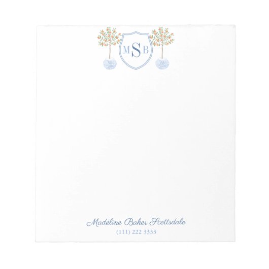 Citrus Binger Jar Monogrammed Elegant Lady's Citru Notitieblok (Voorkant)