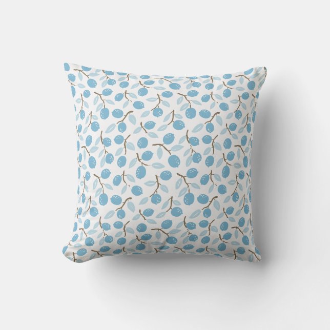 Citrus blauw bruin kussen (Voorkant)