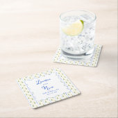 Citrus Blauw & Geel Amalfi Custom Wedding Kartonnen Onderzetters (Insitu)