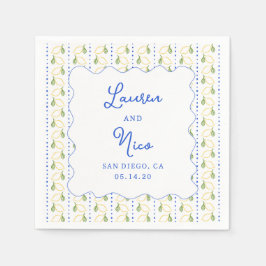 Citrus Blauw & Geel Amalfi Custom Wedding Servet