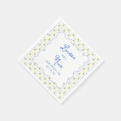 Citrus Blauw & Geel Amalfi Custom Wedding Servet (Hoek)
