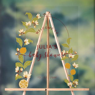 Citrus Blauw Geel Citroen Amalfi Kust Baby Shower Acryl Bord