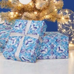 Citrus Blauw Geel Citroen Amalfi Kust Baby Shower Cadeaupapier