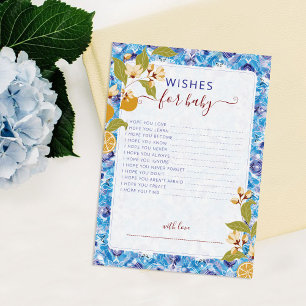Citrus Blauw Geel Citroen Amalfi Kust Baby Shower Kaart