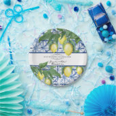 Citrus Bloemblad Bladkrans Blauw Wit Papieren Bordje (Feest)