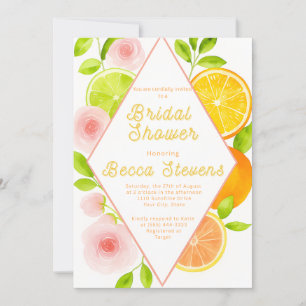 Citrus Bloemen Bruids Douche Uitnodiging