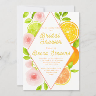 Citrus Bloemen Bruids Douche Uitnodiging