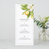 Citrus Bloemen Bruiloft Menu Kaarten (Staand voorkant)