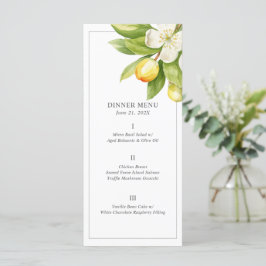 Citrus Bloemen Bruiloft Menu Kaarten