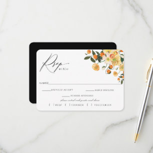 Citrus Bloemen Bruiloft RSVP Met Maaltijd Keuze Ka Kaartje