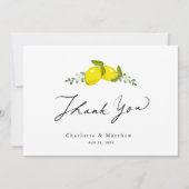 Citrus Bloemen Caligrafie Huwelijk Bedankkaart (Voorkant)