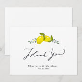 Citrus Bloemen Caligrafie Huwelijk Bedankkaart (Voorkant / Achterkant)