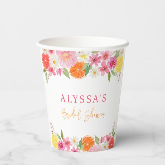 Citrus Bloemen Citroen Sinaasappel Vrijgezellenfee Papieren Bekers (Achterkant)