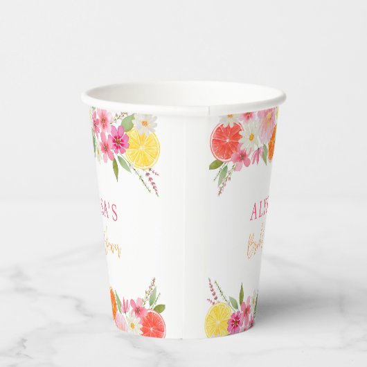 Citrus Bloemen Citroen Sinaasappel Vrijgezellenfee Papieren Bekers (Rechts)