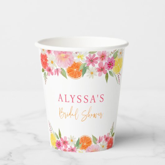 Citrus Bloemen Citroen Sinaasappel Vrijgezellenfee Papieren Bekers (Voorkant)