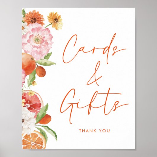 Citrus Bloemen Downloadbare Kaarten & Geschenken Poster (Voorkant)