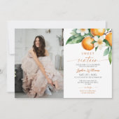 Citrus Bloemen Foto Sweet 16 Verjaardag Uitnodigin Kaart (Voorkant)